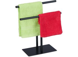 4052025374402 - Handtuchständer Waschlappenständer hbt 31 x 285 x 12 cm 2 Stangen Schmuckständer Bad & Küche schwarz - Relaxdays