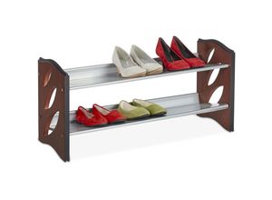 4052025374495 - Schuhregal stapelbar für Flur u Diele 2 Ebenen für 8 Paar Schuhe mdf hbt 39 x 815 x 28 cm braun silber - Relaxdays