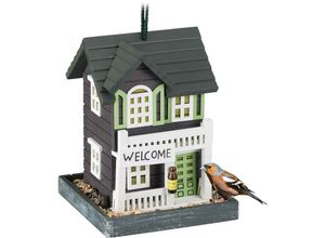 4052025374570 - Relaxdays - Vogelfutterhaus Holz zum Aufhängen Landhaus hbt 235x18x18 cm Balkon Futterstelle Wildvögel mehrfarbig