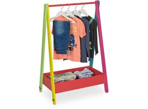 4052025375003 - Relaxdays Kinder Kleiderständer Kleiderstange für Kinderzimmer mit Ablage HBT 99x645x42 cm Kindergarderobe bunt