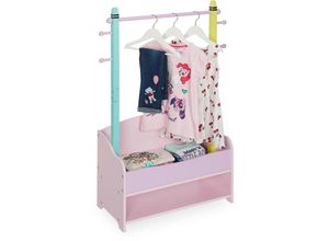 4052025375010 - Kinder Kleiderständer Kleiderstange Kinderzimmer 4 Haken 2 Ablagen hbt 1005x71x30 cm Garderobe bunt - Relaxdays