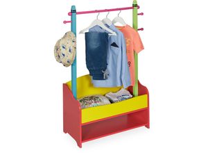 4052025375027 - Kinder Kleiderständer Kleiderstange Kinderzimmer 4 Haken 2 Ablagen hbt 1005x71x30 cm Garderobe bunt - Relaxdays