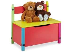 4052025375089 - Relaxdays Kindersitzbank mit Stauraum Kinder Truhenbank HBT 545 x 60 x 35 cm MDF Spielzeugtruhe mit Deckel bunt