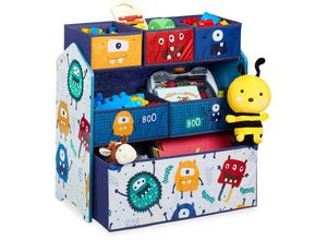 4052025375102 - Kinderregal mit 6 Stoffboxen Monster Design HxBxT 66 x 635 x 30 cm Spielzeugregal fürs Kinderzimmer bunt - Relaxdays