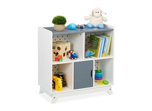 4052025375171 - Kinderregal für Spielsachen & Bücher hbt 60x60x30 cm 5 Fächer Mädchen & Jungen Spielzeugregal weiß grau - Relaxdays