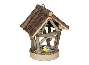 4052025376284 - Vogelfutterhaus Holz zum Aufhängen Garten Vogelfutterspender Kleinvögel HxBxT 225 x 17 x 135 cm natur - Relaxdays