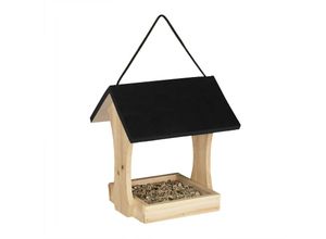 4052025376321 - Vogelfutterhaus Holz zum Aufhängen Garten Vogelfutterspender für Kleinvögel hbt 255 x 23 x 21 cm schwarz - Relaxdays