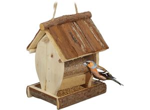 4052025376352 - Vogelfutterhaus Holz zum Aufhängen Garten Vogelfutterspender Kleinvögel HxBxT 195 x 15 x 125 cm natur - Relaxdays