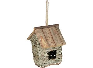 4052025376390 - Vogelhaus zur Dekoration aus Holz Rinde u Stroh zum Aufhängen Balkon & Garten hbt 20x135x16cm natur - Relaxdays