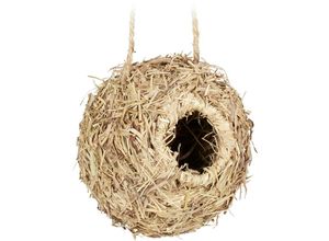 4052025376406 - Vogelnest für Käfig Kleintier Zubehör Kugel d 10 cm Spielzeug und Versteck unbehandelt Stroh natur - Relaxdays