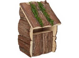 4052025376499 - Relaxdays - Deko Vogelhaus unbehandeltes Holz Garten Balkon HxBxT 23 x 15 x 14 cm Vogelhäuschen zum Aufhängen natur