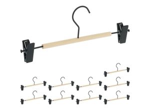 4052025377250 - Relaxdays - Hosenbügel 10er Set verstellbare Clips Spannbügel für Röcke & Hosen hbt 115 x 305 x 3cm schwarz natur