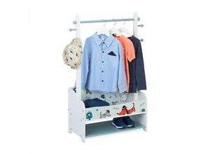 4052025377403 - Kleiderständer Kinder hbt 101x71x30 cm 4 Haken 2 Ablagen Garderobe Kleiderstange für Kinderzimmer bunt - Relaxdays