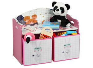 4052025377472 - Kinderregal mit 2 Boxen Heldin-Motiv Kinderzimmerkommode hbt 49x625x30 cm niedriges Spielzeugregal bunt - Relaxdays