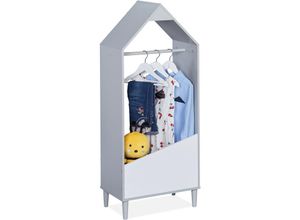 4052025377700 - Kinder Kleiderständer Kleiderstange Kinderzimmer mit Ablage hbt 117x48x30 cm Kindergarderobe grau weiß - Relaxdays