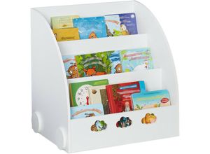 4052025377724 - Bücherregal Kinder hbt 60 x 58 x 45 cm Kinderbücherregal mit Wolkenmotiv 3 Fächer mdf Kinderregal weiß - Relaxdays