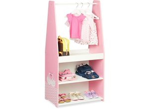 4052025377779 - Kleiderständer Kinder HxBxT 120 x 60 x 40 cm Kleiderstange 3 Fächer Garderobe Kinderzimmer rosa weiß - Relaxdays