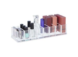 4052025378622 - Make Up Organizer eckig 8 Fächer Mehrzweckbox Nagellack & Lidschatten HxBxT 5 x 255 x 9 cm transparent - Relaxdays