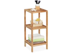 4052025379032 - Badregal Walnuss hbt 79 x 36 x 36 cm 3 Ablagen quadratisch Standregal Küche Badezimmer Regal Holz natur - Relaxdays