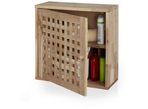 4052025379094 - Wandschrank Walnuss 2 Fächer Magnetverschluss Hängeschrank Badezimmer Küche hbt 42 x 42 x 18 cm natur - Relaxdays