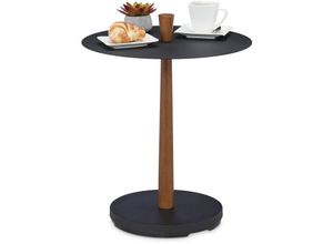 4052025380342 - Beistelltisch Stahl Holz HxD 56 x 45 cm runder Wohnzimmertisch Metalltisch Industrial schwarz braun - Relaxdays