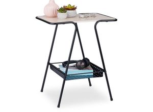 4052025380557 - Beistelltisch mit Magazinablage Metall mdf Tischplatte in Holzoptik Beitisch hbt 55x45x35cm schwarz natur - Relaxdays