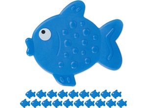 4052025381417 - 20 x Antirutsch Sticker Badewanne Fisch-Design Badewannenaufkleber mit Saugnäpfen für Kinder Badesticker blau