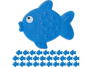 4052025381424 - 30 x Antirutsch Sticker Badewanne Fisch-Design Badewannenaufkleber mit Saugnäpfen für Kinder Badesticker blau