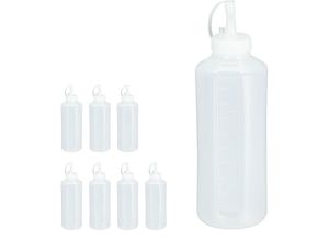 4052025382209 - Relaxdays - 8 x Quetschflasche 1000 ml für Saucen Spritzflasche zum Befüllen Squeeze Flasche Kunststoff Saucenflasche klar