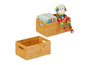 4052025383374 - Relaxdays - 2 x Aufbewahrungskiste Bambus stabil offen Ordnungsbox ohne Deckel h x b x t 14 x 30 x 20 cm Bambuskiste natur