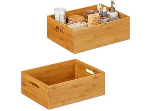 4052025383411 - Relaxdays - 2 x Aufbewahrungskiste Bambus stabil offen Ordnungsbox ohne Deckel h x b x t 14 x 40 x 30 cm Bambuskiste natur