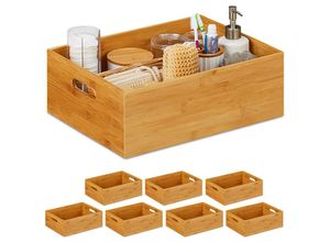 4052025383435 - Relaxdays - 8 x Aufbewahrungskiste Bambus stabil offen Ordnungsbox ohne Deckel h x b x t 14 x 40 x 30 cm Bambuskiste natur