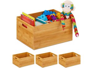 4052025383466 - Relaxdays - 4 x Aufbewahrungskiste Bambus stabil offen Ordnungsbox ohne Deckel h x b x t 21 x 40 x 30 cm Bambuskiste natur