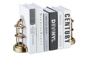 4052025384081 - Relaxdays - Buchstütze Vogelkäfig 2er Set dekorative Bücherhalterung für Regale Metall HxBxT 20 x 7 x 115 cm gold