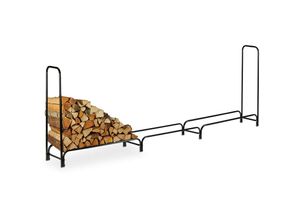 4052025384807 - Kaminholzregal Metall hbt 122 x 370 x 385 cm außen großes Regal für Brennholz Holzstapelhilfe schwarz - Relaxdays