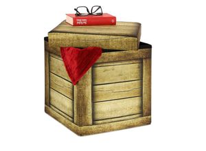 4052025384883 - Sitzhocker mit Stauraum faltbar gepolstert Hocker mit Holzplanken Design hbt 38 x 375 x 375 cm braun - Relaxdays