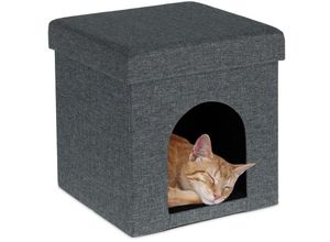 4052025385156 - Relaxdays - Katzenhöhle Rückzugsort für Katzen und kleine Hunde Indoor Tierversteck h x b x t 385 x 37 x 37 cm grau