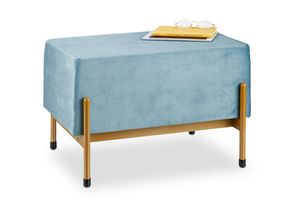 4052025385309 - Sitzbank Samt Polsterbank mit Metallfüßen Samtsitzbank Schlafzimmer Flur hbt 40x60x435 cm hellblau gold - Relaxdays