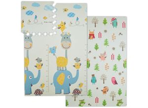 4052025391522 - Puzzlematte Motive Waldtiere   Zootiere mit Messlatte schadstofffrei Babyschaumstoffmatte 120x175 cm bunt - Relaxdays