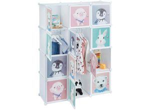 4052025393236 - Steckregal Kinder 8 Fächer mit Türen Tier-Motive Regalsystem für Kinderzimmer HxBxT 145x109x37 cm weiß - Relaxdays