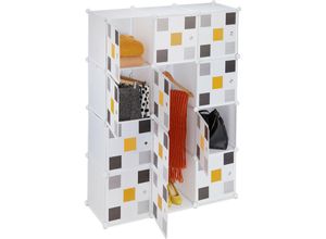 4052025393526 - Steckregal Kleiderschrank 8 Fächer 2 Kleiderstangen Garderobenschrank HxBxT 145 x 110 x 37 cm weiß  bunt - Relaxdays