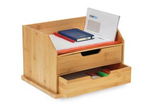 4052025394035 - Relaxdays - Schreibtisch-Organizer 2 Schubladen Büro Ablage für Briefe & Dokumente hbt 24 x 36 x 28 cm Bambus natur