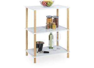 4052025394226 - Relaxdays - Standregal 3 Ebenen mdf & Bambus hbt 79 x 60 x 40 cm Küchenregal stehend Badezimmerregal weiß natur 4052025394226 - Relaxdays - Standregal 3 Ebenen mdf & Bambus hbt 79 x 60 x 40 cm Küchenregal stehend Badezimmerregal weiß natur