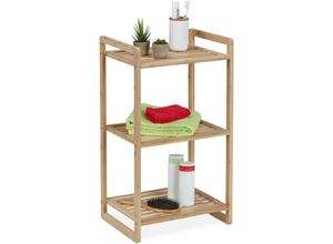 4052025394271 - Bambusregal HxBxT 70 x 40 x 30 cm Standregal mit 3 Ablagen Bad Küche Wohnzimmer freistehend natur - Relaxdays