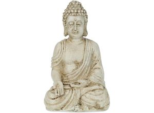 4052025395056 - Relaxdays - Buddha Figur sitzend wetterfest frostsicher Gartenstatue Zen Dekofigur hbt 175 x 105 x 75cm cremeweiß