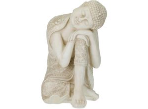 4052025395100 - Xxl Buddha Figur ruhender Gartenbuddha hbt 61 x 405 x 38 cm wetterfest frostsicher Dekobuddha cremeweiß - Relaxdays