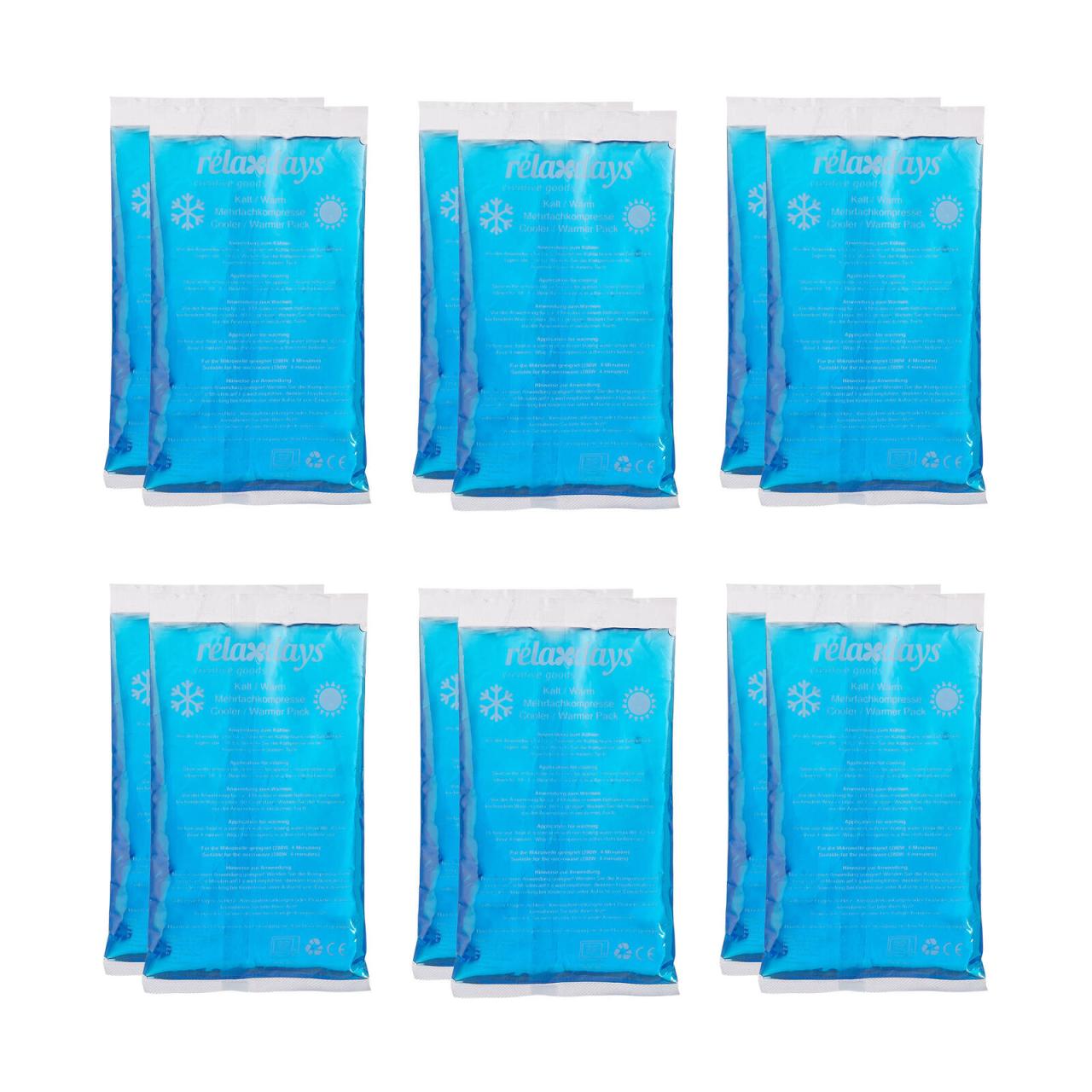 4052025395643 - Relaxdays - Kühlpads 12er Set Kalt-Warm-Kompressen 15 x 8 cm Erste Hilfe wiederverwendbare Gelkühlkompressen blau