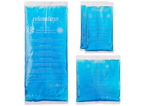 4052025395650 - Relaxdays - Kühlpads 4er Set 3 Größen Kalt Warm Kompressen Kühlpacks Gel wiederverwendbare Gelkühlkompressen blau