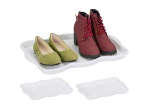 4052025396558 - Schuhabtropfschale 3er Set Kunststoff Schuhablage 2 Paar Schuhe Schuhabsteller hbt 3 x 48 x 34 cm weiß - Relaxdays