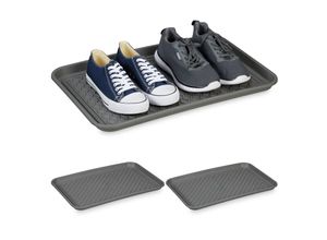 4052025396664 - Schuhabtropfschale xl 3er Set Unterlage für nasse Schuhe 60 x 40 cm große Schuhablage Kunststoff grau - Relaxdays